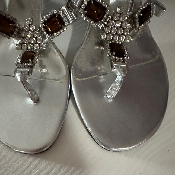 FRANCO SARTO RHINESTONES WEDGE SANDALS - Picture 4 of 6